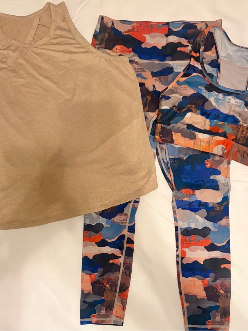 Fabletics 3 Piece Coordinated Workout Set in Zion, Zenith, and Desert Heather